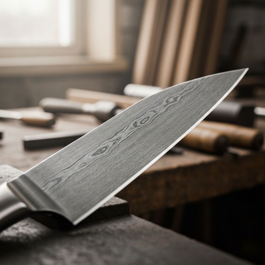 High-carbon steel blade showing razor-sharp edge and premium Swedish steel quality